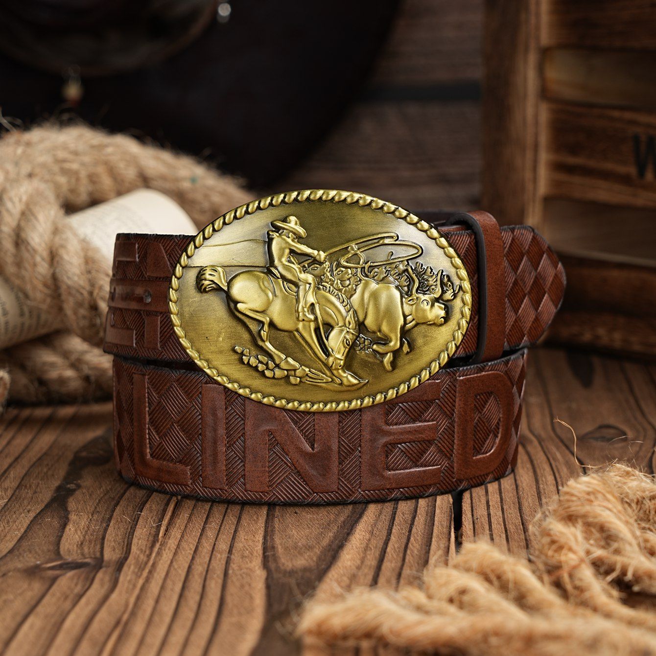 Leather Works Belt - Cintura casual retrò da uomo e