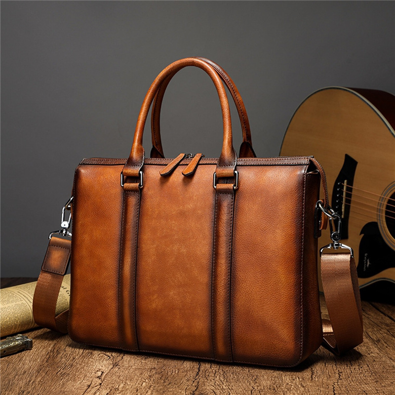 Leather Work Bag Laptop - Borsa da lavoro in pelle di