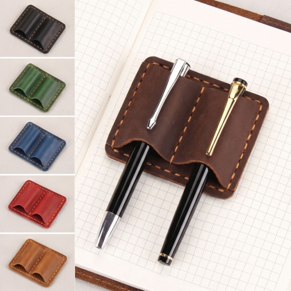 Leather Work Notebook - Portapenne Doppio in Pelle Vintage, Elegante