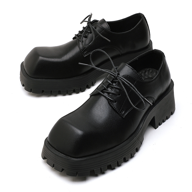 Leather Work Japan - Scarpe con plateau da uomo, in