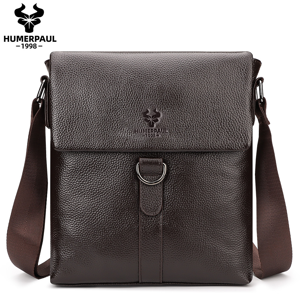Leather Work Bag Laptop - HUMERPAUL 2023 New Fashion Men Bags